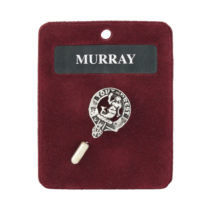 Murray Clan Badge, Kilt Pin, Lapel Pin, Cufflinks, Keyring/Key Fob & Gift Set — Fine Pewter by Art Pewter — Made in Scotland (Shiny Finish) - Heritage Of Scotland - Lapel Pin