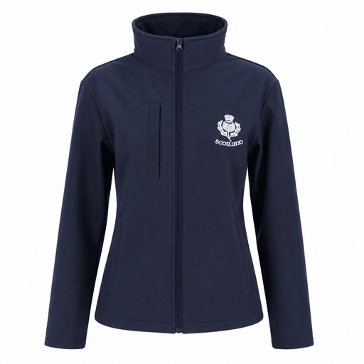 Navy Scotland Thistle Zip Softshell Jacket for Women - Heritage Of Scotland - S