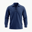 Navy Scottish Lace-Up Ghillie Shirt Heritage Top - Heritage Of Scotland - NAVY / S