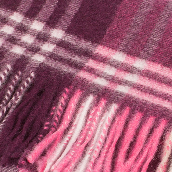 New Blue Label Edinburgh Cashmere Scarf Jk Check - Cabernet/Vicuna - Heritage Of Scotland - JK CHECK - CABERNET/VICUNA