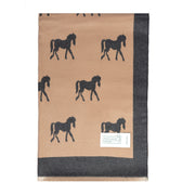 New Horse Super Soft Stole Dk Beige/Dk Grey - Heritage Of Scotland - DK BEIGE/DK GREY