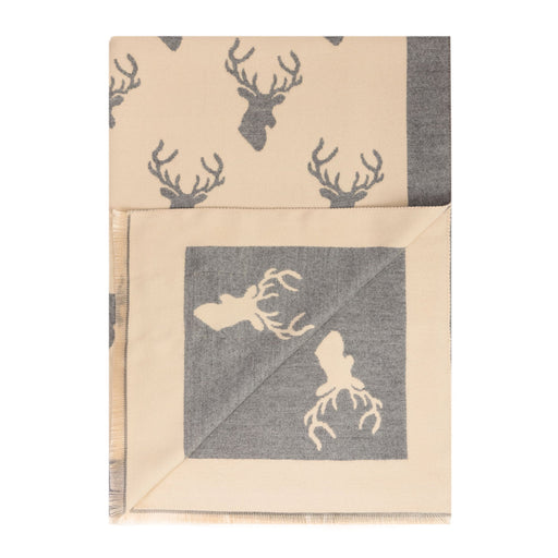 New Stag Super Soft Stole Cream/Light Grey - Heritage Of Scotland - CREAM/LIGHT GREY