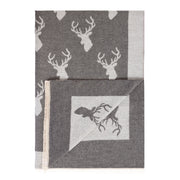 New Stag Super Soft Stole Dark Grey/Light Grey - Heritage Of Scotland - DARK GREY/LIGHT GREY