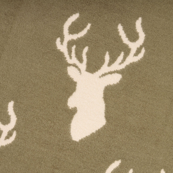 New Stag Super Soft Stole Olive/Cream - Heritage Of Scotland - OLIVE/CREAM