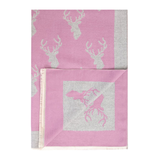 New Stag Super Soft Stole Purple/Light Grey - Heritage Of Scotland - PURPLE/LIGHT GREY