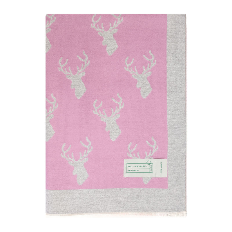 New Stag Super Soft Stole Purple/Light Grey - Heritage Of Scotland - PURPLE/LIGHT GREY