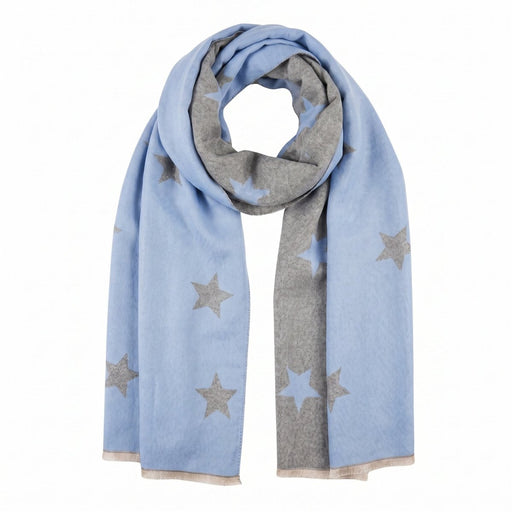 New Star Super Soft Stole Scarf – Bright Blue & Light Grey - Heritage Of Scotland - LIGHT BLUE/LIGHT GREY / One Size