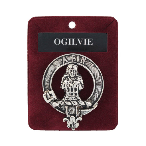 Ogilvie Clan Badge, Kilt Pin, Lapel Pin, Cufflinks, Keyring/Key Fob & Gift Set — Fine Pewter by Art Pewter — Made in Scotland (Shiny Finish) - Heritage Of Scotland - Badge