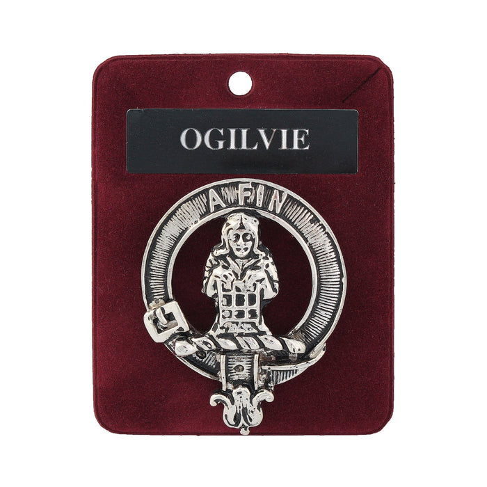 Ogilvie Clan Badge, Kilt Pin, Lapel Pin, Cufflinks, Keyring/Key Fob & Gift Set — Fine Pewter by Art Pewter — Made in Scotland (Shiny Finish) - Heritage Of Scotland - Badge