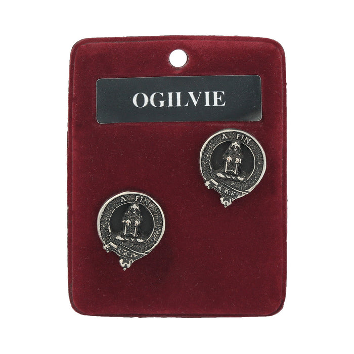Ogilvie Clan Badge, Kilt Pin, Lapel Pin, Cufflinks, Keyring/Key Fob & Gift Set — Fine Pewter by Art Pewter — Made in Scotland (Shiny Finish) - Heritage Of Scotland - Cufflinks