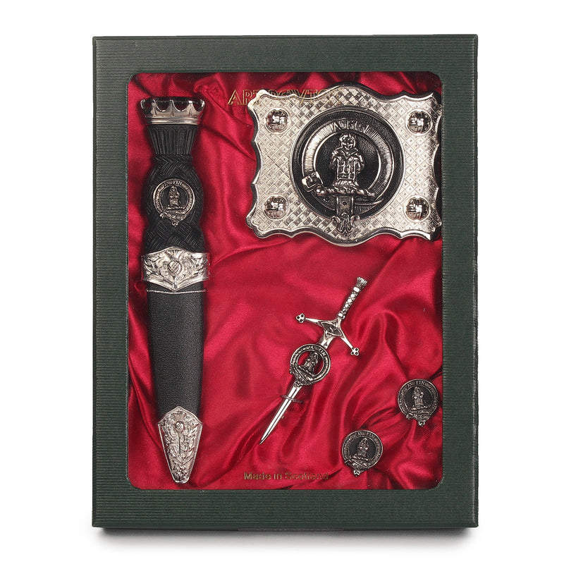 Ogilvie Clan Badge, Kilt Pin, Lapel Pin, Cufflinks, Keyring/Key Fob & Gift Set — Fine Pewter by Art Pewter — Made in Scotland (Shiny Finish) - Heritage Of Scotland - Gift Set