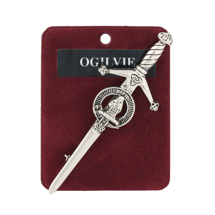 Ogilvie Clan Badge, Kilt Pin, Lapel Pin, Cufflinks, Keyring/Key Fob & Gift Set — Fine Pewter by Art Pewter — Made in Scotland (Shiny Finish) - Heritage Of Scotland - Kilt Pin