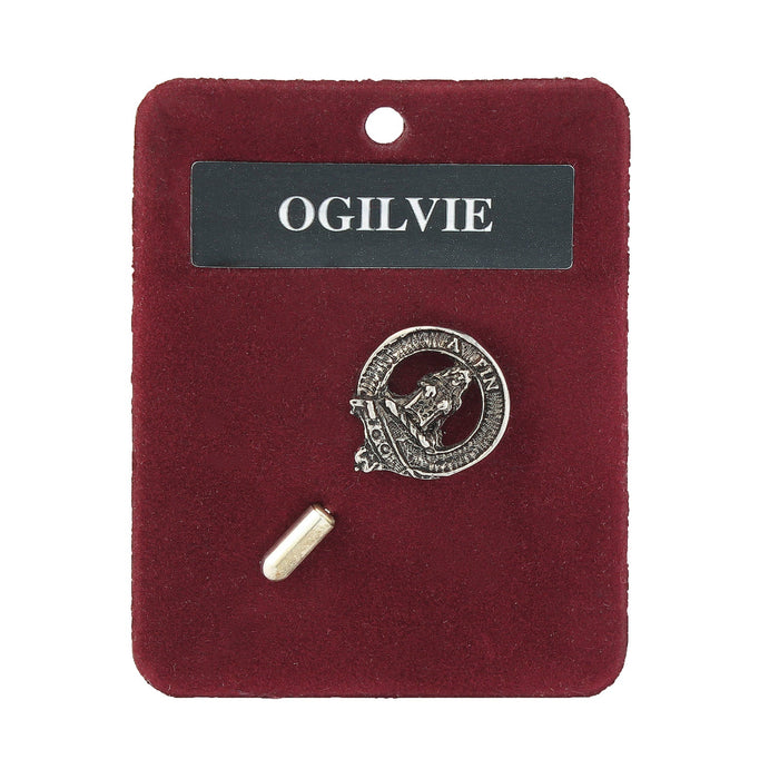 Ogilvie Clan Badge, Kilt Pin, Lapel Pin, Cufflinks, Keyring/Key Fob & Gift Set — Fine Pewter by Art Pewter — Made in Scotland (Shiny Finish) - Heritage Of Scotland - Lapel Pin