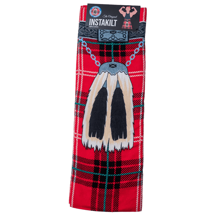 Original Instakilt Beach Towel – 100% Cotton Kilt Towel in Red, Blue, or Green (150 x 75cm) - Heritage Of Scotland - Red