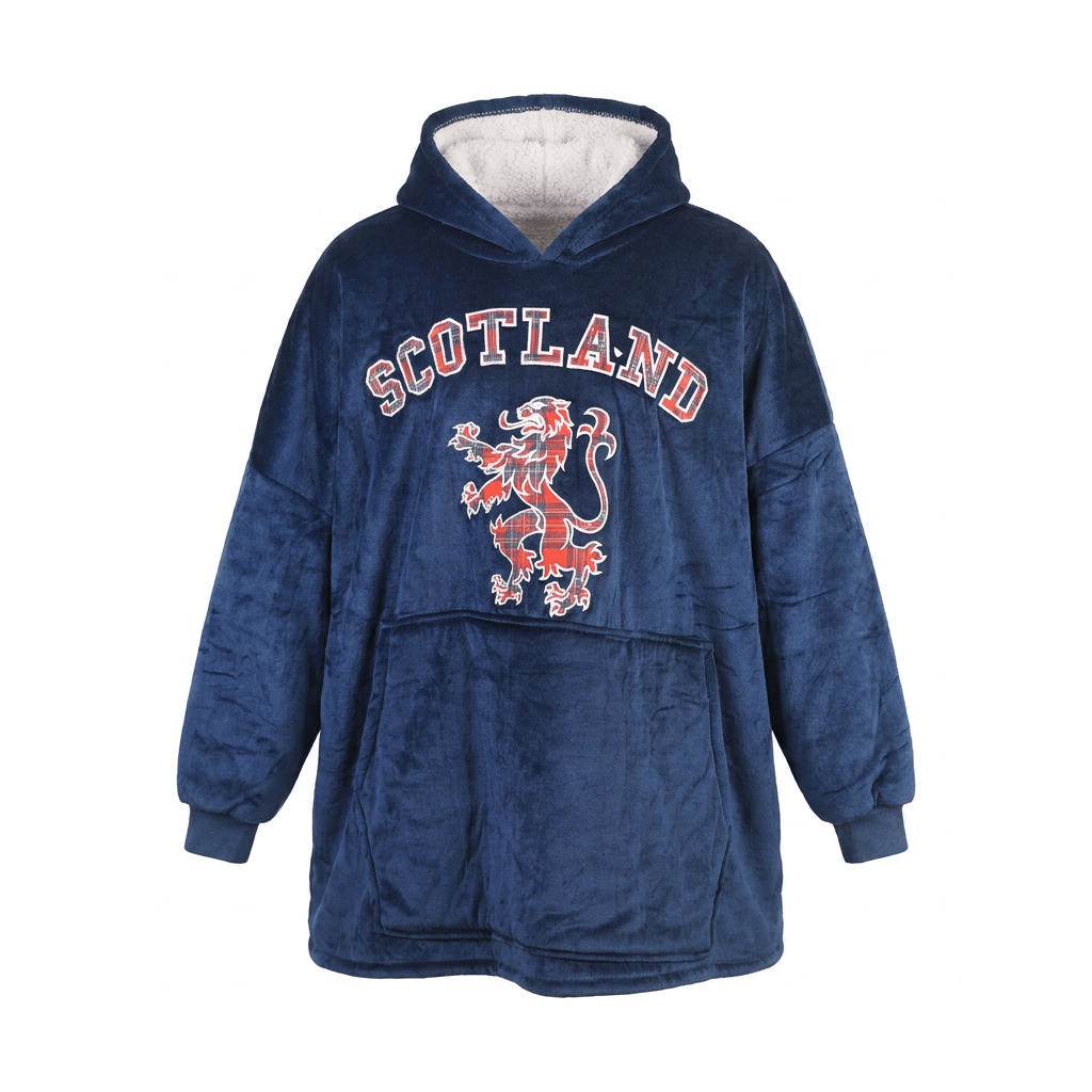 Oversized Scotland Hoodie Blanket for Adults – Navy Lion Rampant Design - Heritage Of Scotland -