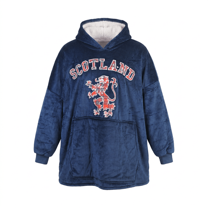 Oversized Scotland Hoodie Blanket for Adults – Navy Lion Rampant Design - Heritage Of Scotland -