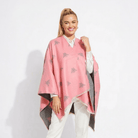 Pink Bee Print Reversible Wrap Cape for Women - DUSKY PINK - Heritage Of Scotland -