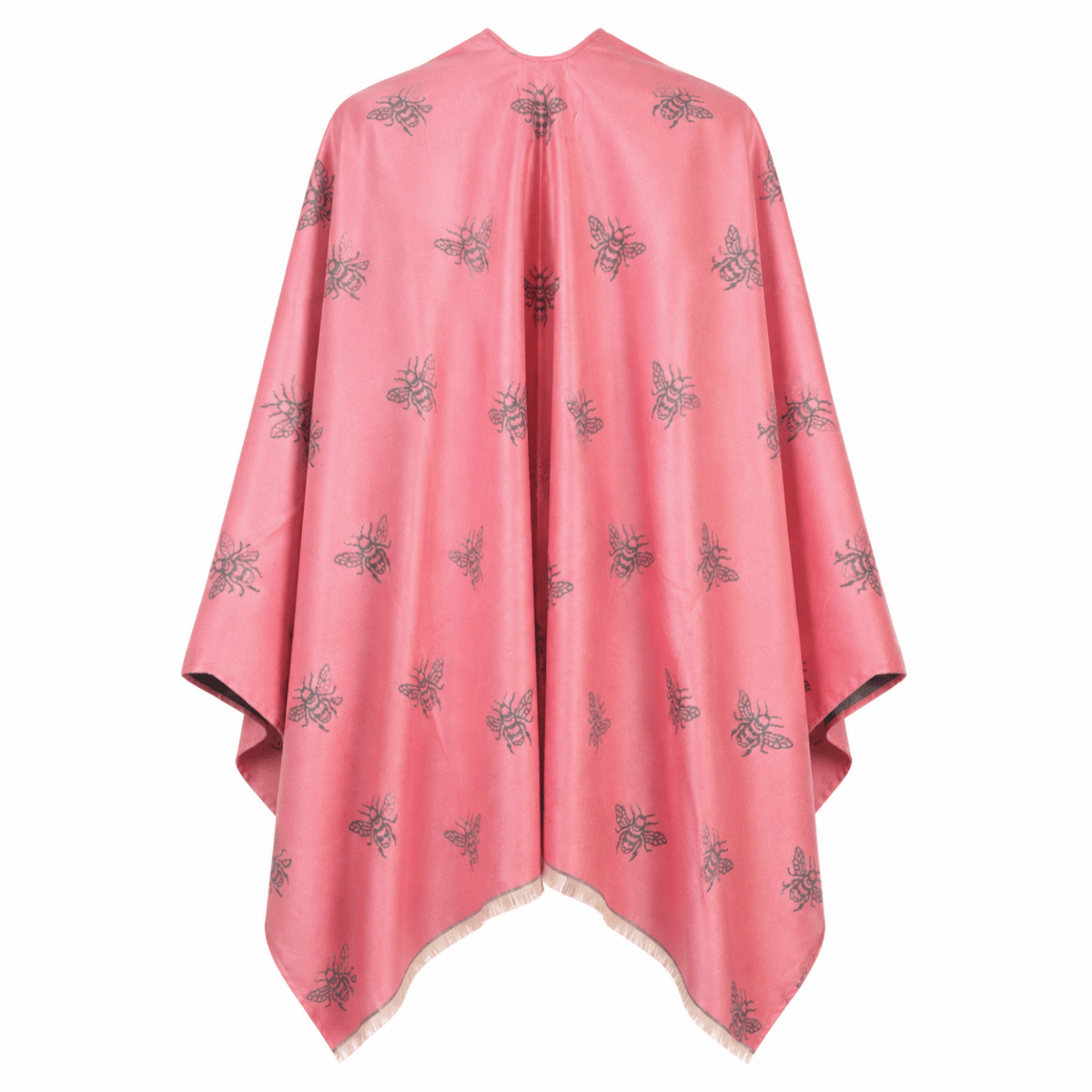 Pink Bee Print Reversible Wrap Cape for Women - DUSKY PINK - Heritage Of Scotland -