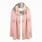 Pink Dandelion Print Scarf for Women | Soft Lightweight Wrap - LIGHT PINK AND GREY - Heritage Of Scotland -