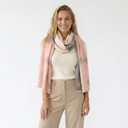 Pink Dandelion Print Scarf for Women | Soft Lightweight Wrap - LIGHT PINK AND GREY - Heritage Of Scotland -