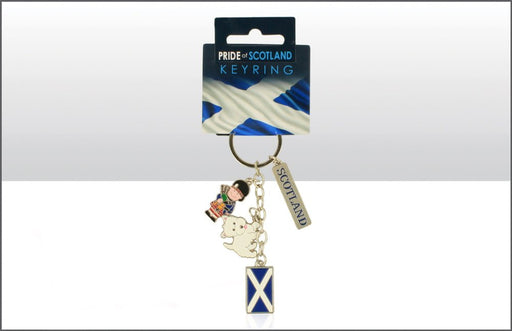 Piper/Westie/Saltire Charm Keyring - Heritage Of Scotland - NA