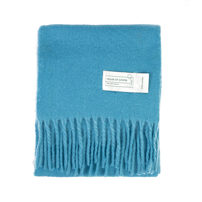 Plain Blanket Scarf Turquoise - Heritage Of Scotland - TURQUOISE