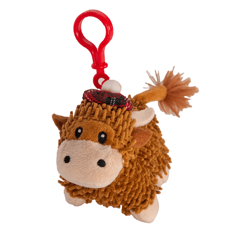 Plush Bag Charm Keyrings – Nessie, Coo or Hairy Haggis (Brown or Cream) - Heritage Of Scotland - Chenille Highland Coo