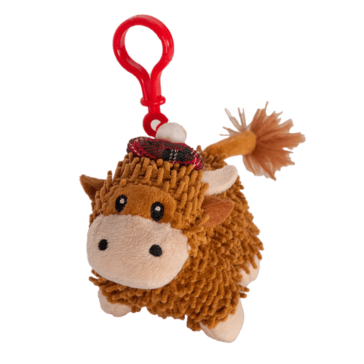 Plush Bag Charm Keyrings – Nessie, Coo or Hairy Haggis (Brown or Cream) - Heritage Of Scotland - Chenille Highland Coo