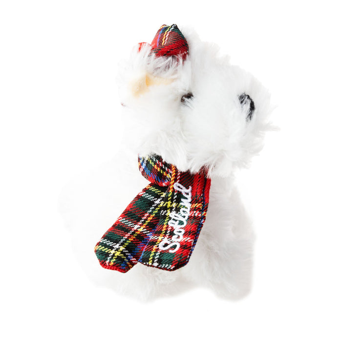 Plush Toy - White Tartan Dog 15Cm - Heritage Of Scotland - NA