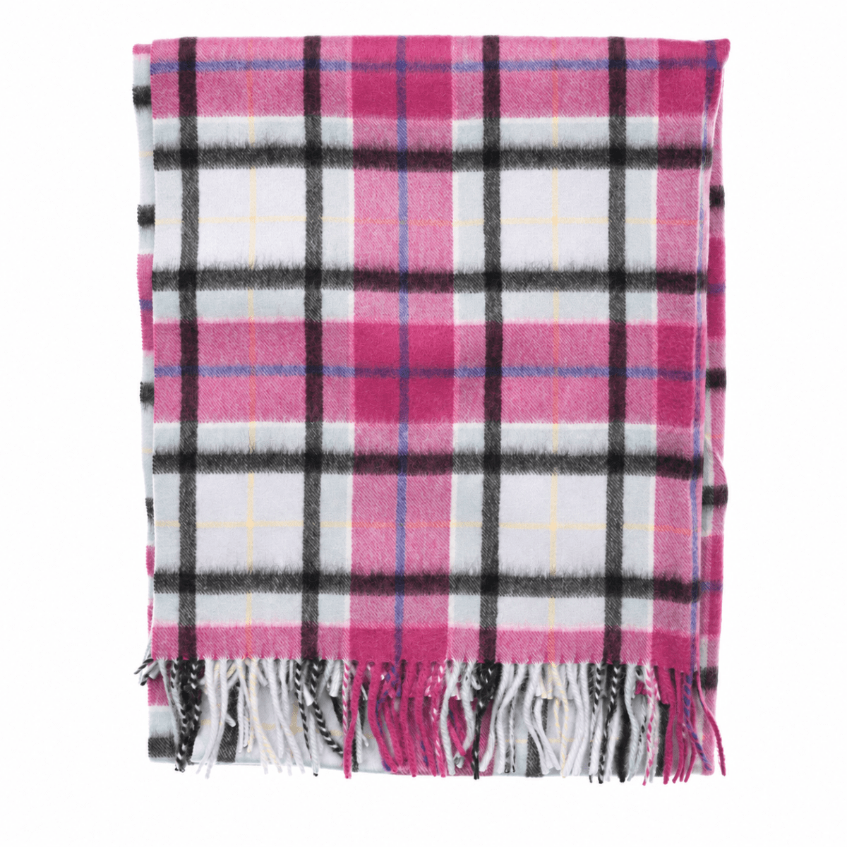 Premium 100% Cashmere Tartan Stole – Light Blue Check | Edinburgh Cashmere - Heritage Of Scotland -