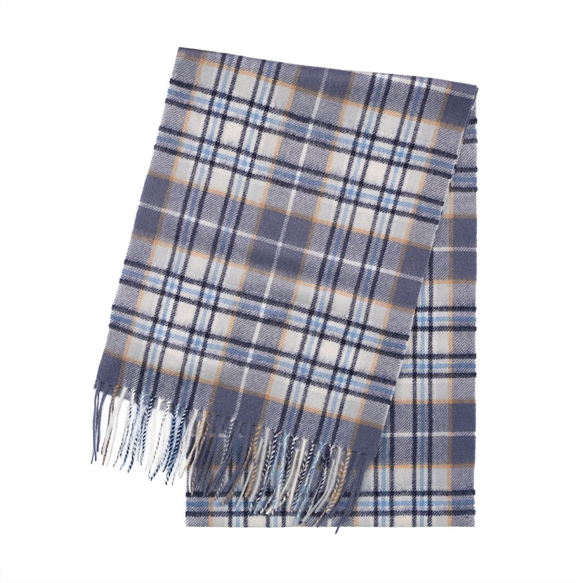 Premium 100% Pure Cashmere Wide Fringed Scarf - BROKEN GINGHAM - Heritage Of Scotland -