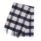 Premium 100% Pure Cashmere Wide Fringed Scarf - MACKELLAR BLUE - Heritage Of Scotland -