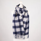 Premium 100% Pure Cashmere Wide Fringed Scarf - MACKELLAR BLUE - Heritage Of Scotland -