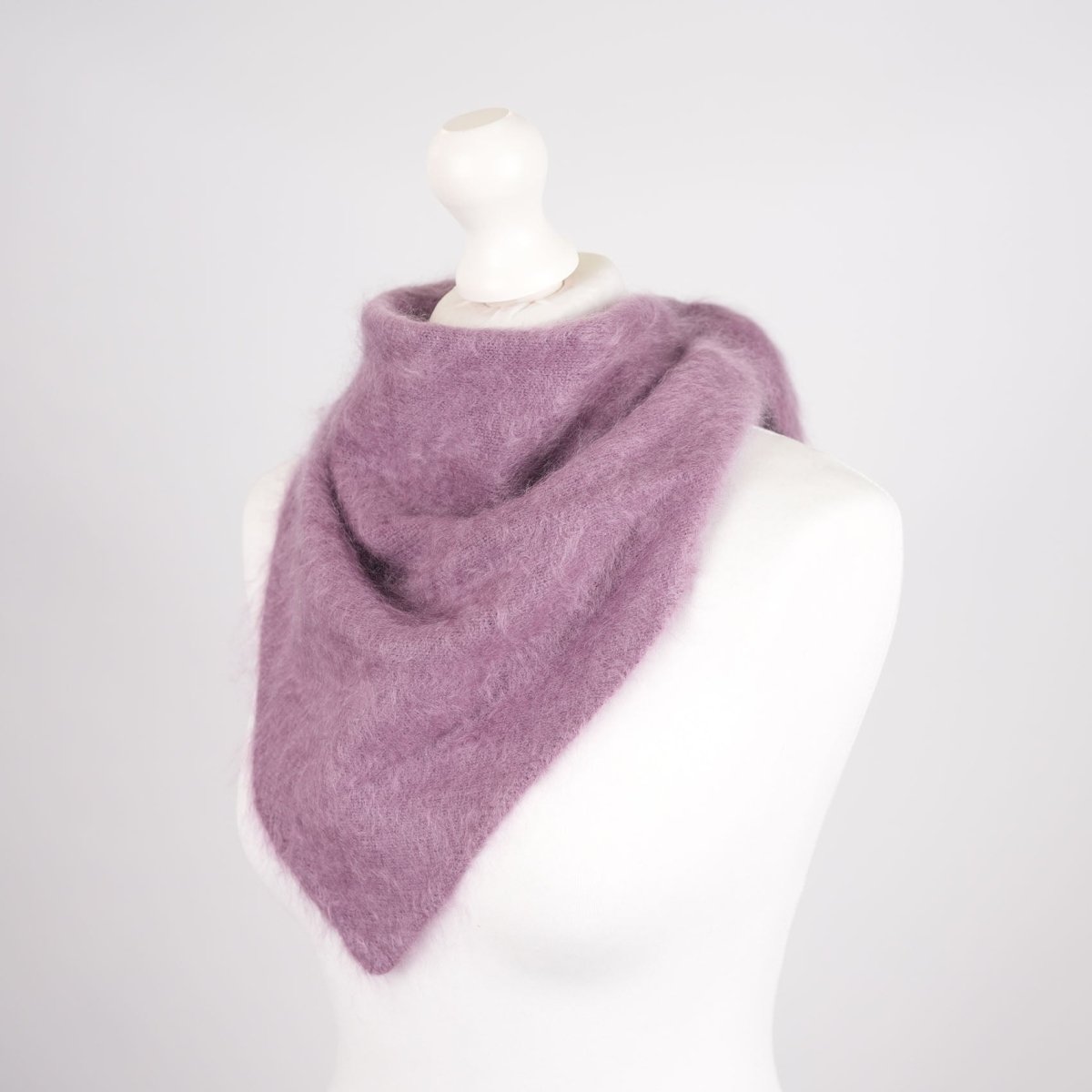 Pure Brushed Luxury Cashmere Triangle Head Scarf - VIOLET - Heritage Of Scotland -
