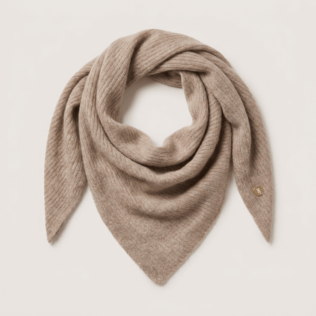 Pure Brushed Luxury Cashmere Triangle Head Scarf - WHEAT - Heritage Of Scotland -