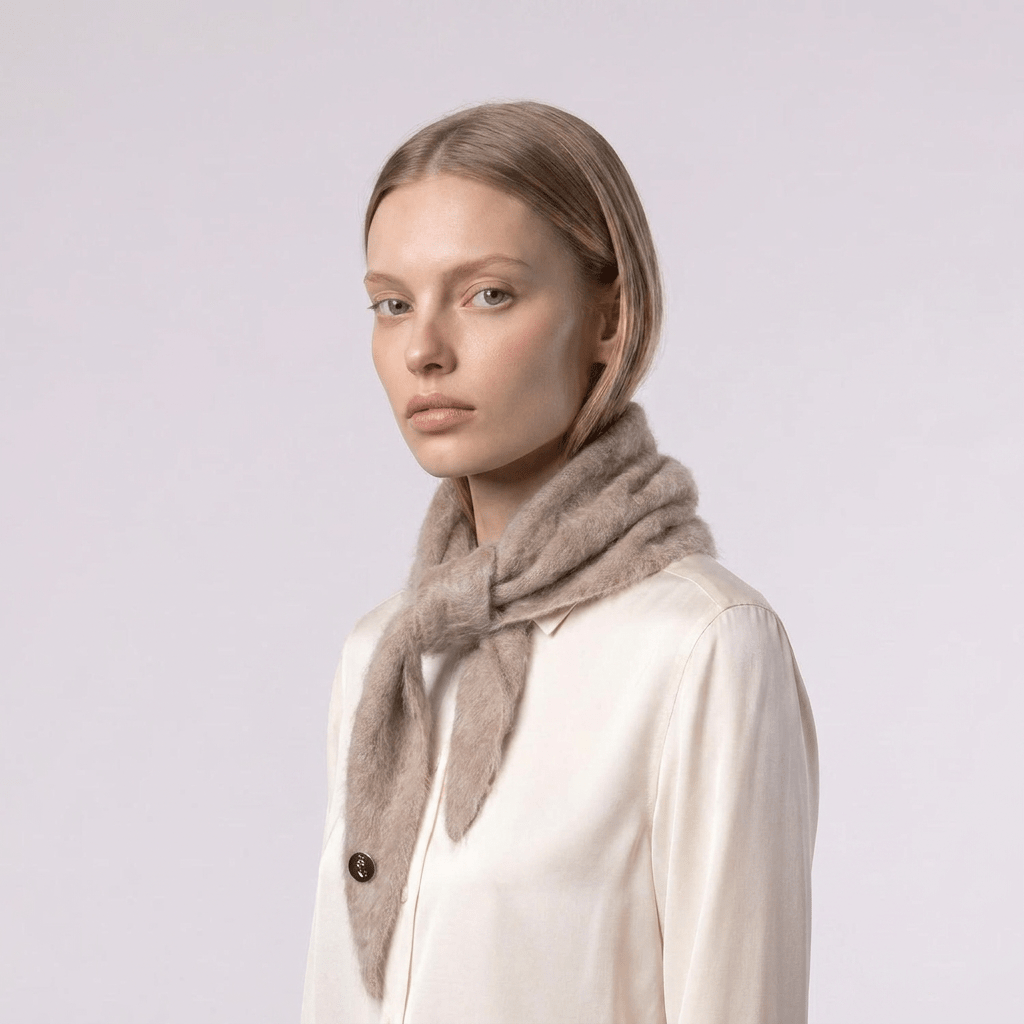 Pure Brushed Luxury Cashmere Triangle Head Scarf - WHEAT - Heritage Of Scotland -