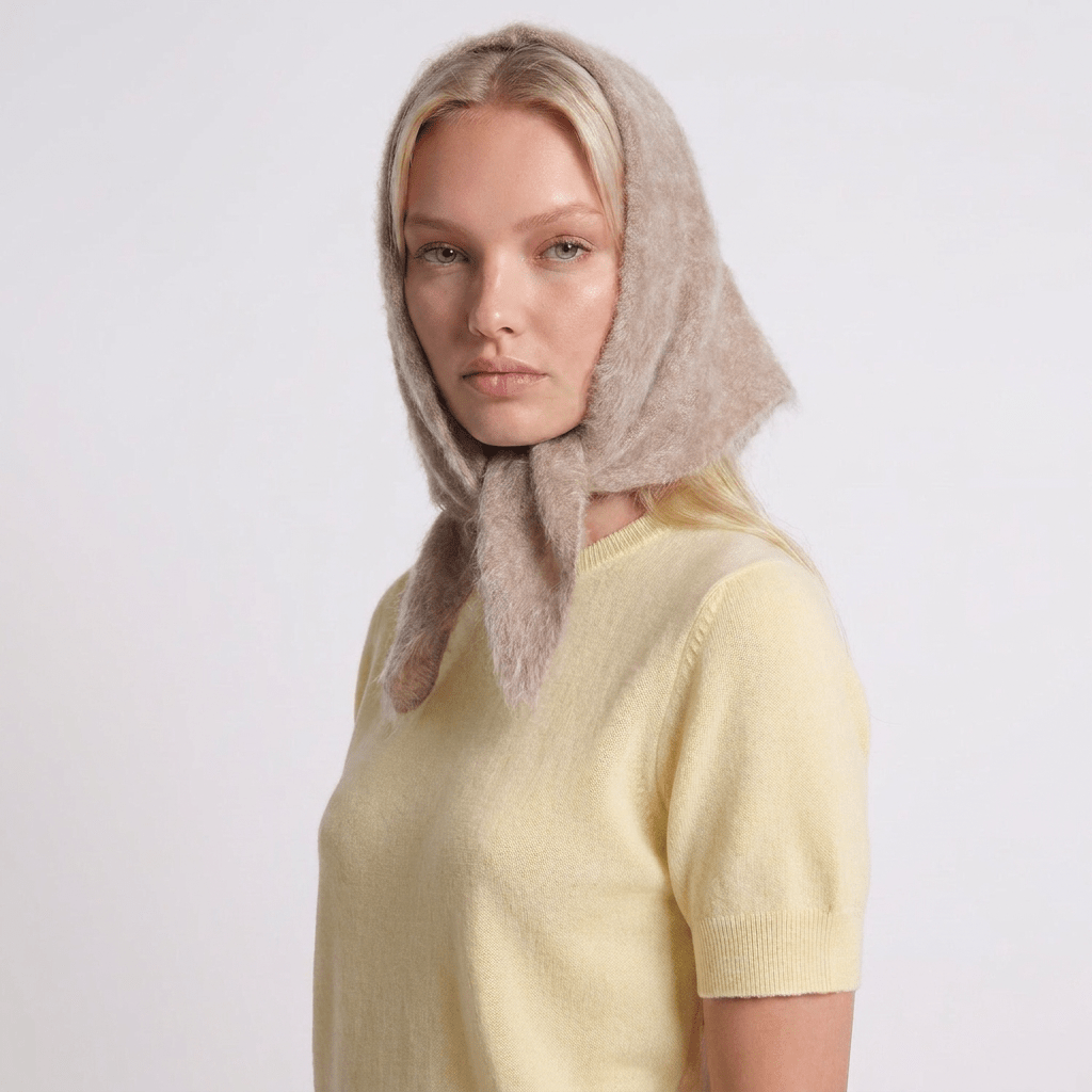 Pure Brushed Luxury Cashmere Triangle Head Scarf - WHEAT - Heritage Of Scotland -