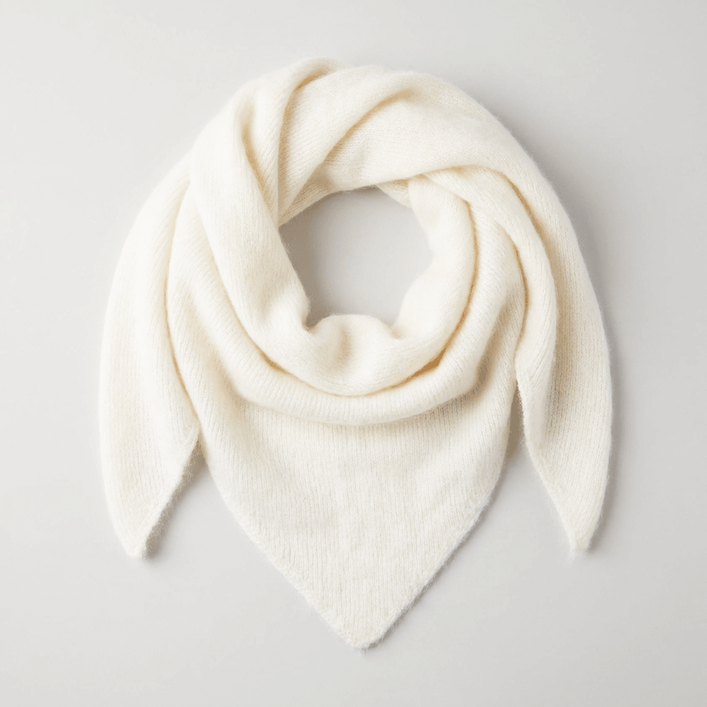Pure Brushed Luxury Cashmere Triangle Head Scarf - WHITE - Heritage Of Scotland -