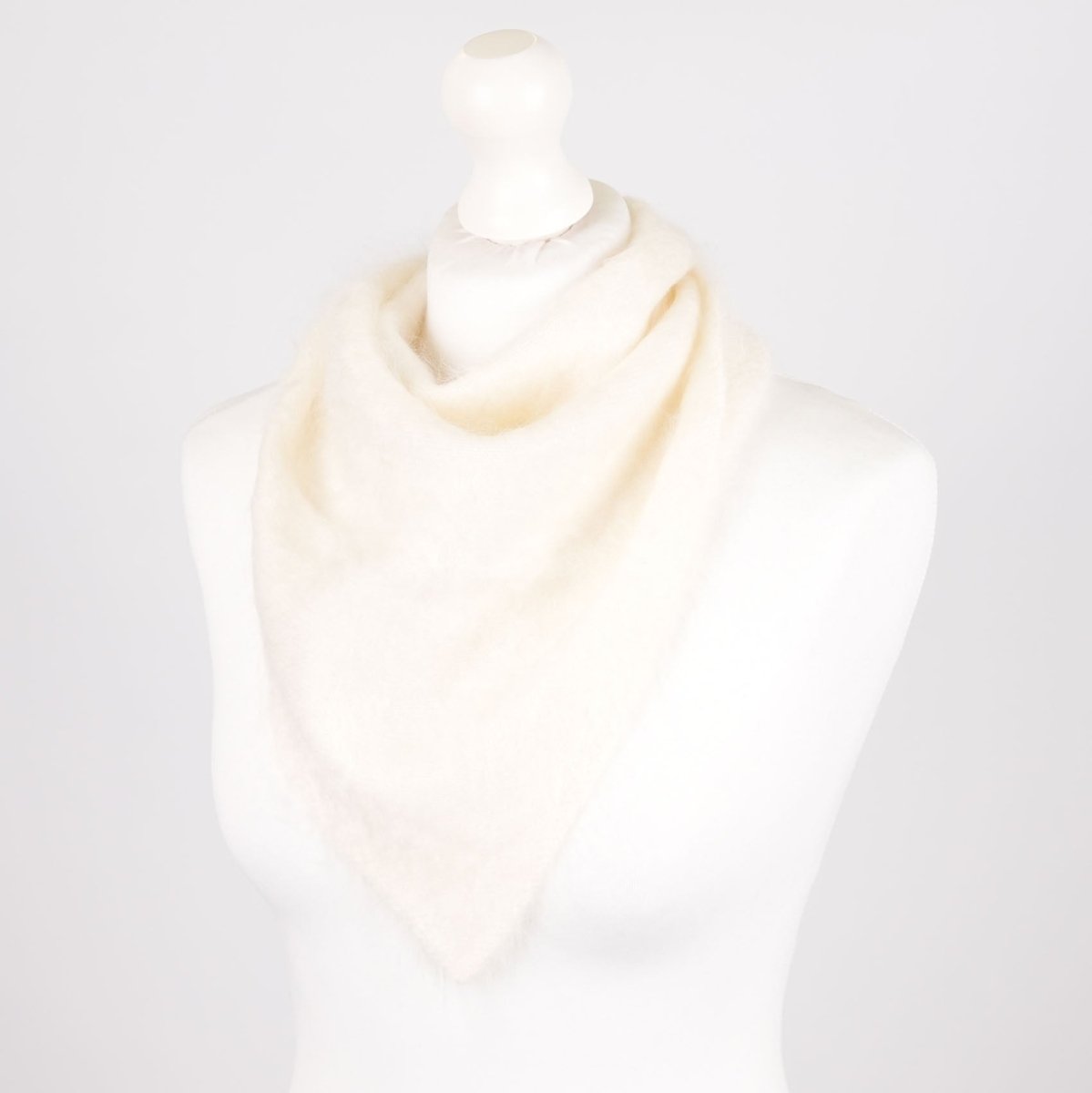 Pure Brushed Luxury Cashmere Triangle Head Scarf - WHITE - Heritage Of Scotland -