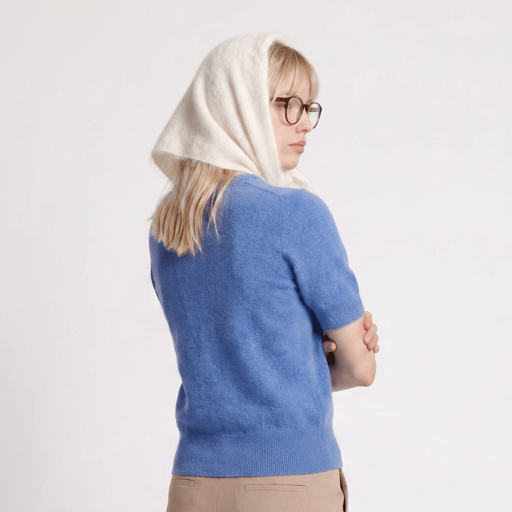 Pure Brushed Luxury Cashmere Triangle Head Scarf - WHITE - Heritage Of Scotland -
