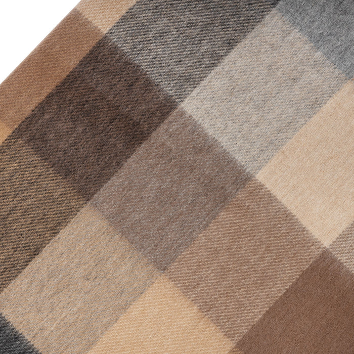 Pure Cashmere Tartan Blanket Block Check Natural - Heritage Of Scotland - BLOCK CHECK NATURAL