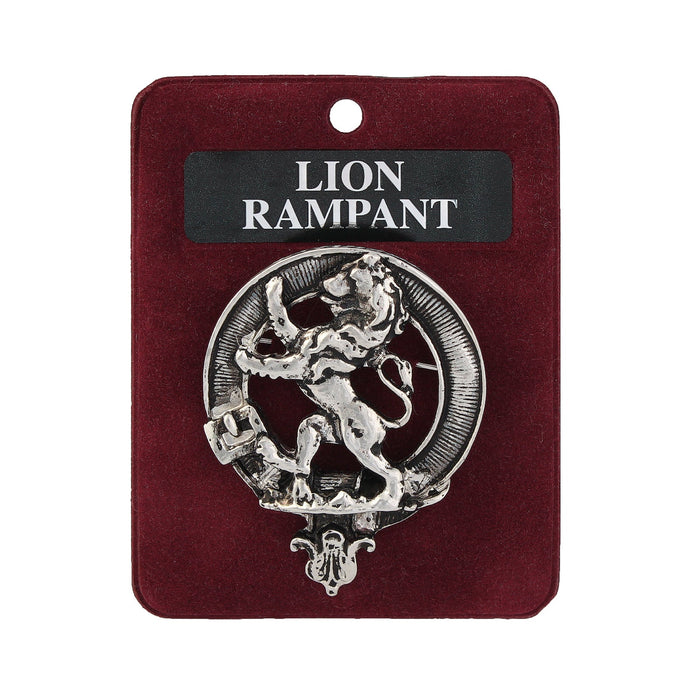 Rampant Lion Clan Badge, Kilt Pin, Lapel Pin, Cufflinks, Keyring/Key Fob & Gift Set — Fine Pewter by Art Pewter — Made in Scotland (Shiny Finish) - Heritage Of Scotland - Badge