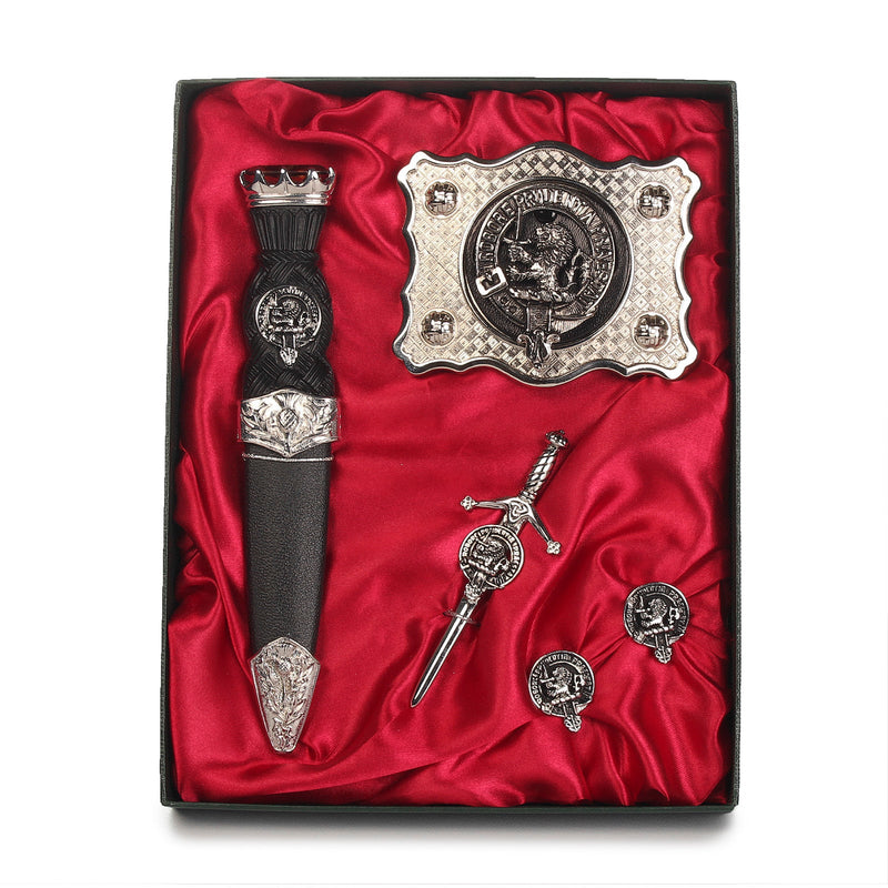 Rampant Lion Clan Badge, Kilt Pin, Lapel Pin, Cufflinks, Keyring/Key Fob & Gift Set — Fine Pewter by Art Pewter — Made in Scotland (Shiny Finish) - Heritage Of Scotland - Gift Set