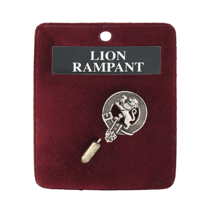 Rampant Lion Clan Badge, Kilt Pin, Lapel Pin, Cufflinks, Keyring/Key Fob & Gift Set — Fine Pewter by Art Pewter — Made in Scotland (Shiny Finish) - Heritage Of Scotland - Lapel Pin