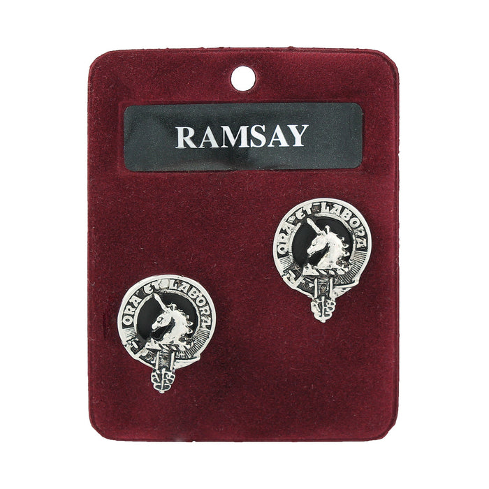Ramsay Clan Badge, Kilt Pin, Lapel Pin, Cufflinks, Keyring/Key Fob & Gift Set — Fine Pewter by Art Pewter — Made in Scotland (Shiny Finish) - Heritage Of Scotland - Cufflinks
