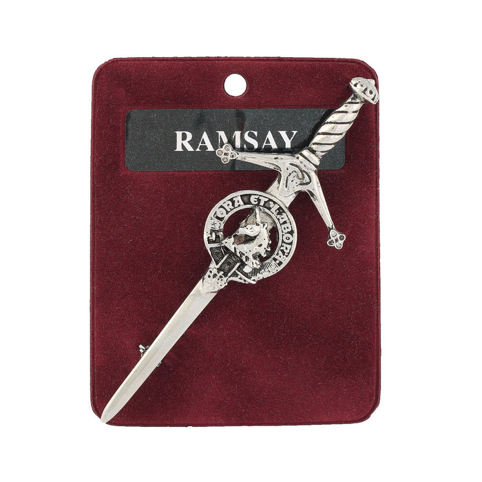 Ramsay Clan Badge, Kilt Pin, Lapel Pin, Cufflinks, Keyring/Key Fob & Gift Set — Fine Pewter by Art Pewter — Made in Scotland (Shiny Finish) - Heritage Of Scotland - Kilt Pin