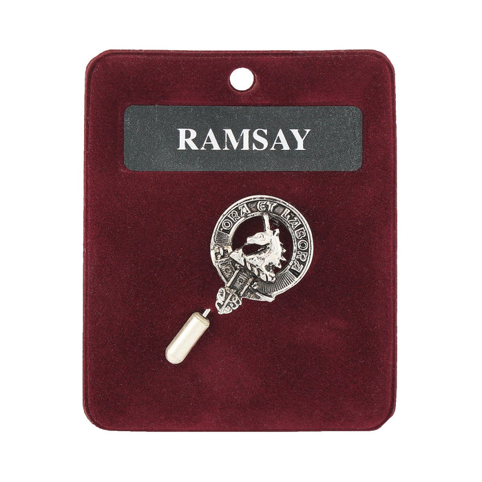 Ramsay Clan Badge, Kilt Pin, Lapel Pin, Cufflinks, Keyring/Key Fob & Gift Set — Fine Pewter by Art Pewter — Made in Scotland (Shiny Finish) - Heritage Of Scotland - Lapel Pin
