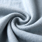 Recycled Wool Herringbone Blanket with Fringe – Soft Warm Throw - Heritage Of Scotland - Cornflower
