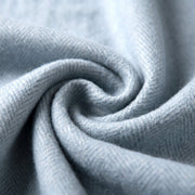 Recycled Wool Herringbone Blanket with Fringe – Soft Warm Throw - Heritage Of Scotland - Cornflower