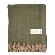 Recycled Wool Herringbone Blanket with Fringe – Soft Warm Throw - Heritage Of Scotland - Cornflower